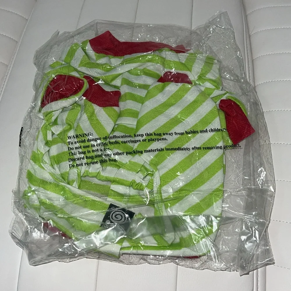 Petragous Penguin Dog Pajamas Green/White Striped